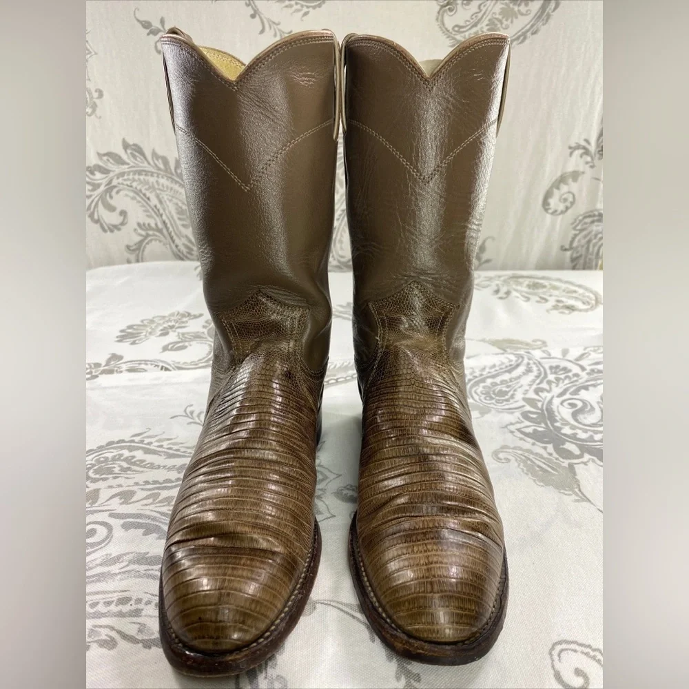 Justin 3712 Faux Lizard Skin Leather Western‎ Cowboy Boots Womens Size 51/2 B